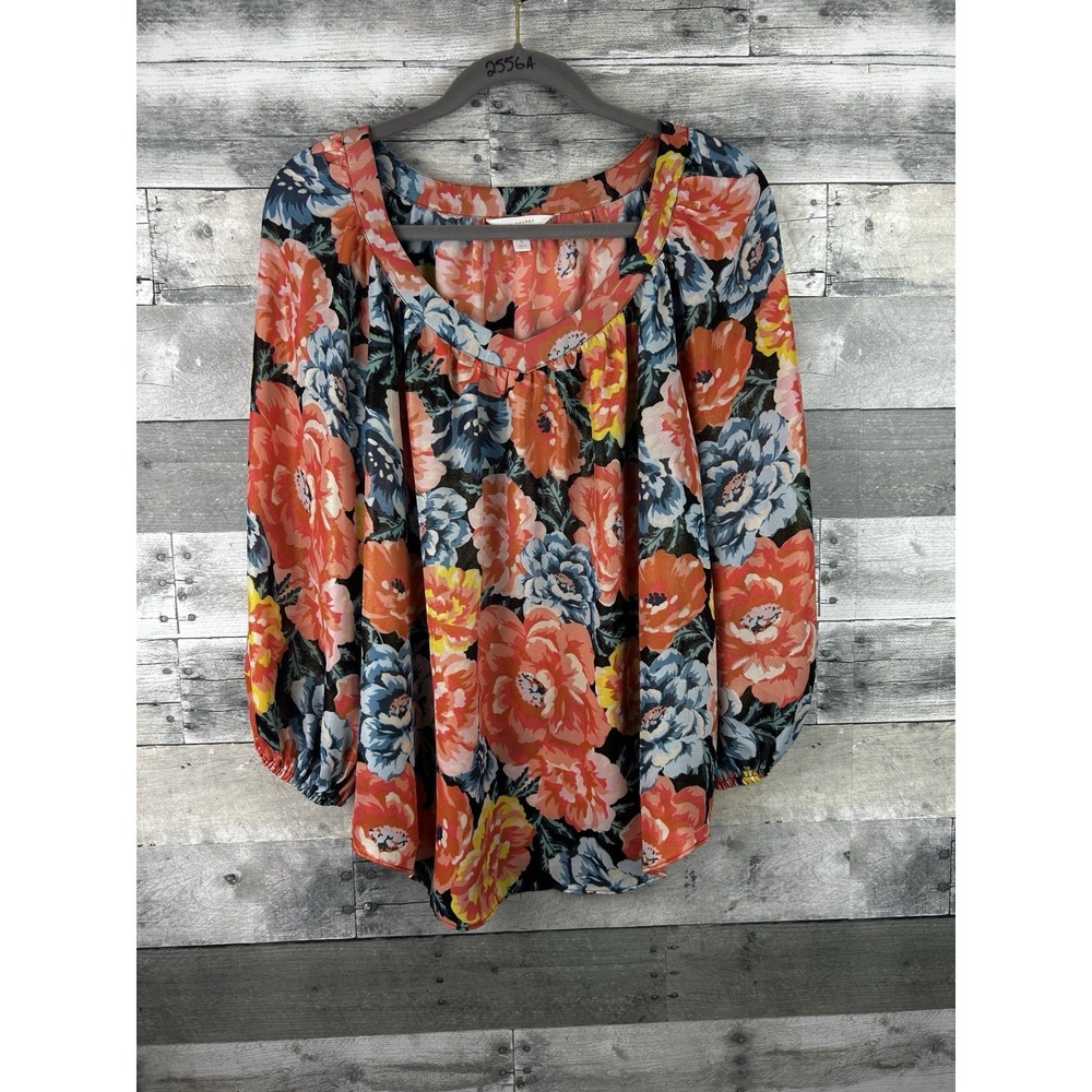 Lauren Conrad Large Long Sleeve Floral Blouse